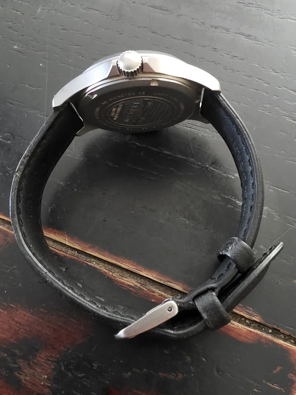 L.L. Bean Men's Black Dial Leather Strap Watch